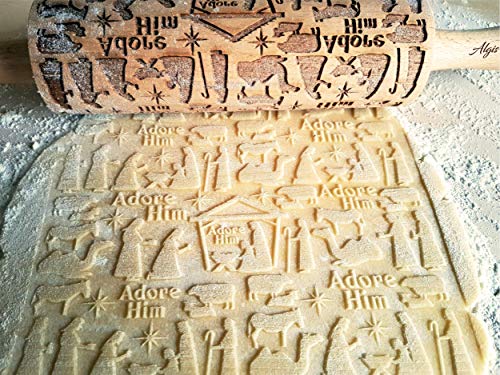 CHRISTMAS GIFTS EMBOSSING ROLLING PIN laser engraved with Christmas symbols CHRISTMAS GINGERBREAD COOKIES