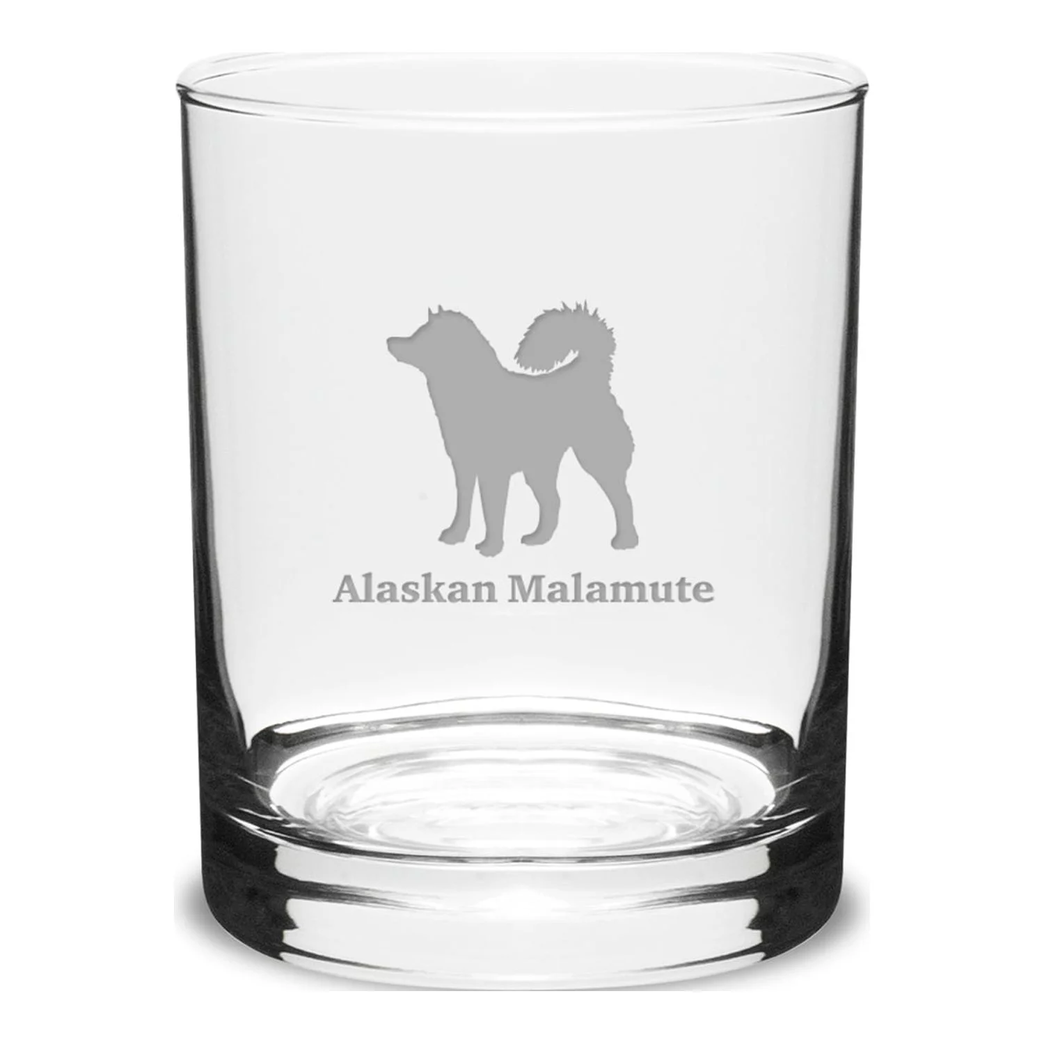 Alaskan Malamute Deep Etched 14 oz Classic Double Old Fashion Glass