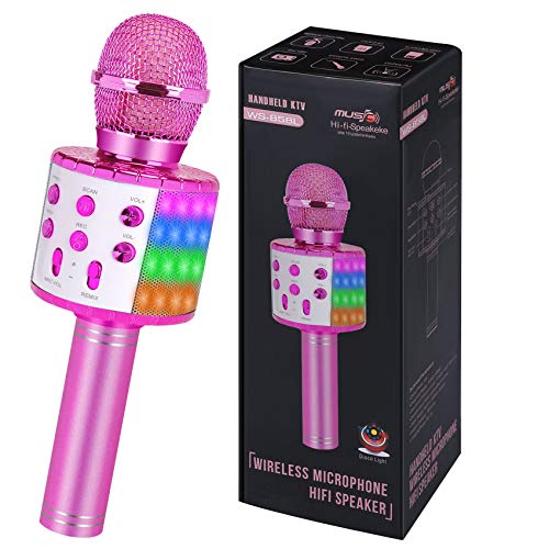 Bluetooth Karaoke Microphone Wireless: Karaoke Mic with Led Lights for Adults Kids Singing - Perfect Toys for Girls Birthday Gifts
