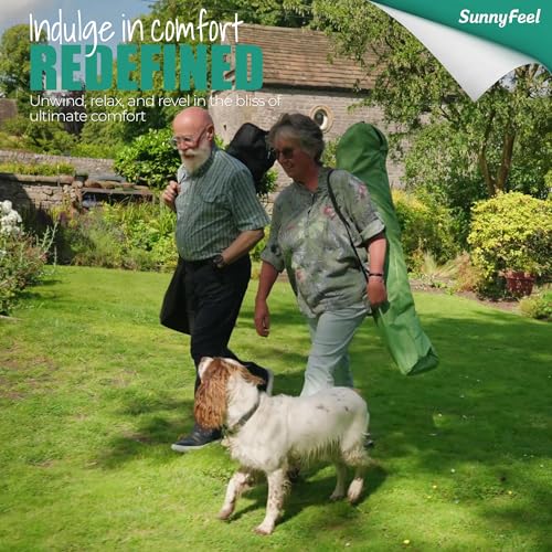 SUNNYFEEL Oversized Rocking Camping Chair, Fully Padded Patio Chair with Side Pocket, High Back Portable Lawn Recliner with Headrest, Outdoor Camp Rocker Chairs for Adults Heavy Duty 500 LBS