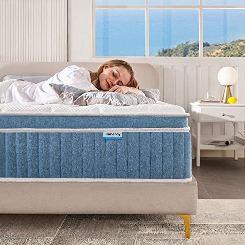Rimensy Queen Mattress, 12 Inch Hybrid Mattress in a Box, Gel Memory Foam Mattress, Individually Wrapped Pocket Coils, Quality Comfort and Adaptive Support - Breathable, 60