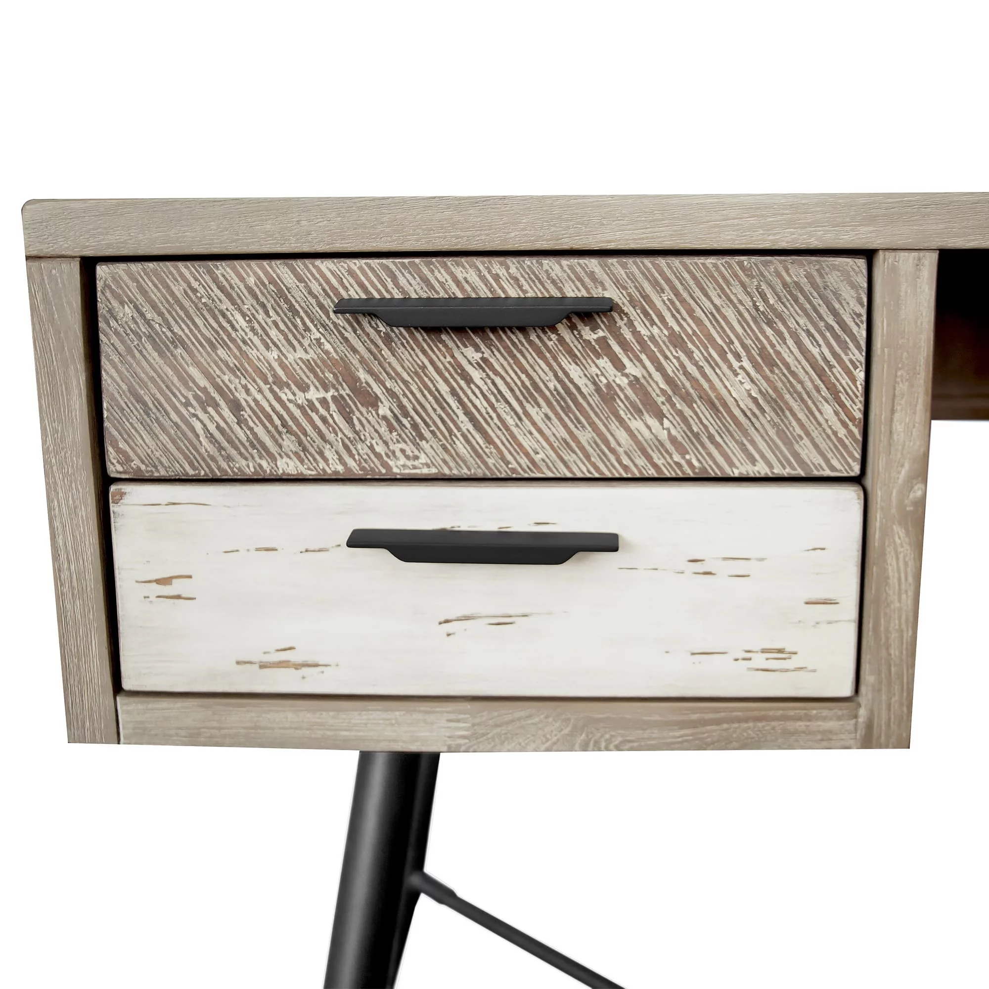 Armen Living Bridges 4-Drawer Modern Wood Desk in Natural/Gray