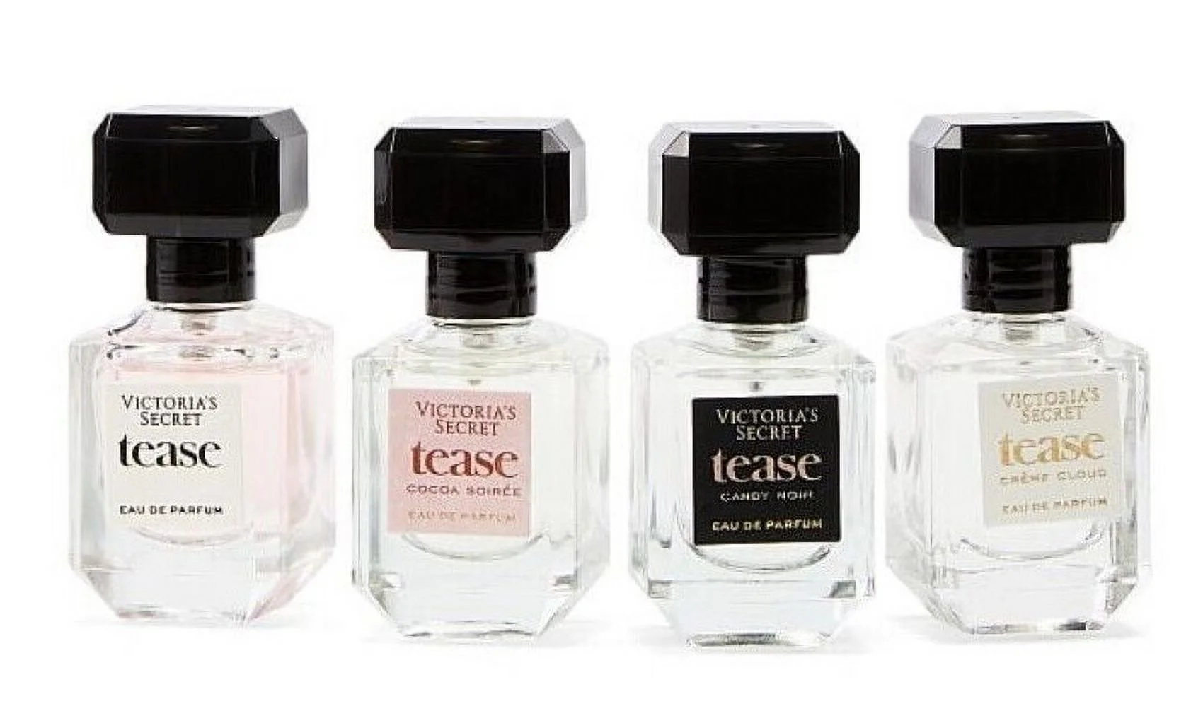 4 PCS Victoria Secret Tease Varity Miniatures Set (Tease 7.5ml+Tease Candy Noir 7.5 ml+Tease Creme Cloud 7.5 ml+Tease Cocoa Soiree 7.5 ml