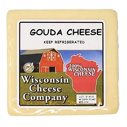 Wisconsin's Best and Wisconsin Cheese Company's -Wisconsin Specialty Gouda Cheese, Sausage & Cracker Gift Box (Pack of 4). Great Birthday Gift Baskets, Holiday Food Gifts, Charcuterie Gifts.