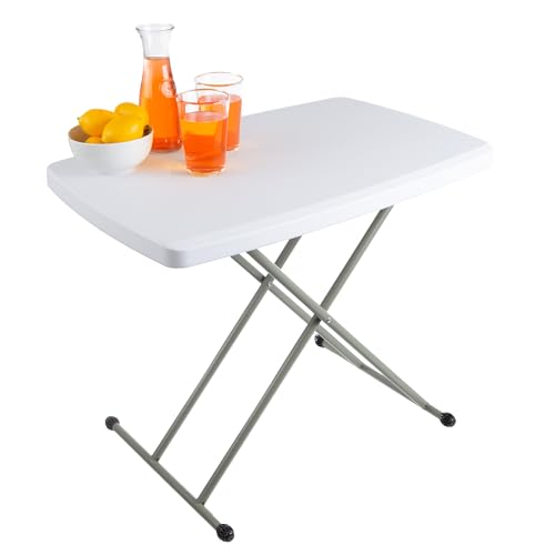 Everyday Home Folding Table - Lightweight Portable Folding Desk - Small Plastic Table for Camping, Playing Cards, and Crafting (White)