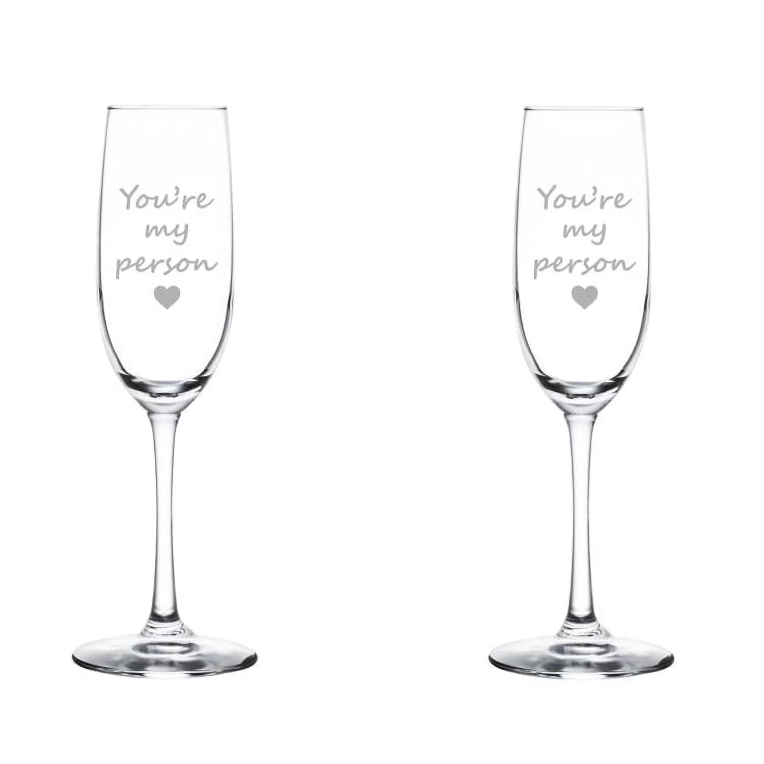 Set of 2 Glass Champagne Flutes Sparkling Wine Glasses You're My Person (8 oz Stemmed)