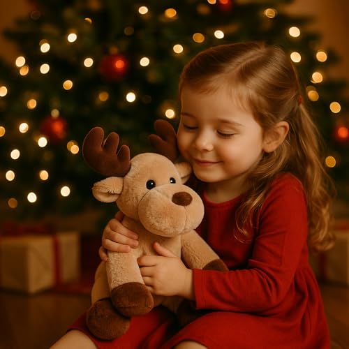 Adorable Caribou Furry Reindeer Elk Moose Stuffed Animals Plush Toy for Kids Babies Boys Birthday Bedtime Decor, 13