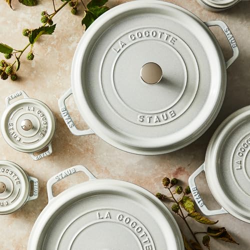 STAUB Cast Iron Dutch Oven 5.5-qt Round Cocotte, Made in France, Serves 5-6, Black Matte