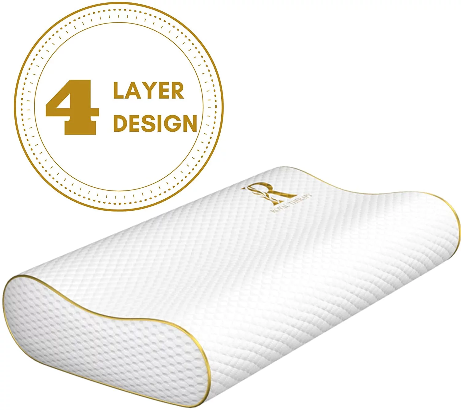 ROYAL THERAPY 4-Layer King Memory Foam Pillow, 3.5 lb Bed Pillow for Neck & Shoulder Support, White