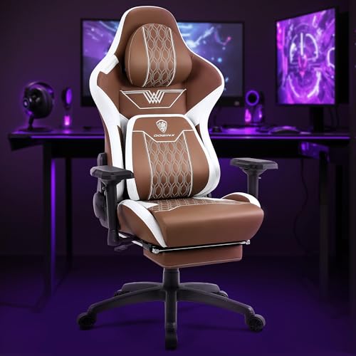 Dowinx Big and Tall Gaming Chair with Footrest, High Back Ergonomic Office Chair with Comfortable Headrest and Lumbar Support, 4D Armrests Computer Chair for Adults, Pu Leather, Black