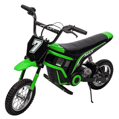 Garvee 24V Electric Dirt Bike for Kids 13+ Years Old, 350W Motor, 14.29 MPH, Dual Suspension, 2-Speed Modes, Max 135 Lbs - Realistic Motorcycle Style with LED Lights & Music​