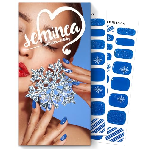Semi Cured Gel Nail Strips-Easy Apply Christmas Gel Nail Stickers Holiday Semi Cured Manicure Strips with Sparkling Xmas Designs (Classic Yule)