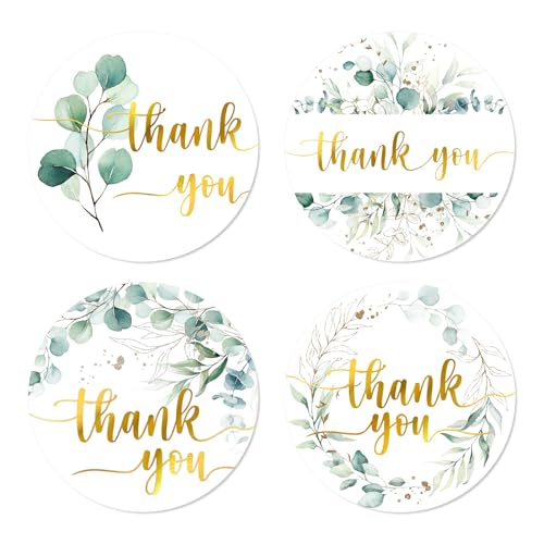 Whaline 1000Pcs Merry Christmas Gold Foil Stickers Roll Holly Berry Watercolor Seal Stickers Xmas Greenery Self-Adhesive Decals for Envelope Journal Party Decor, 4 Designs