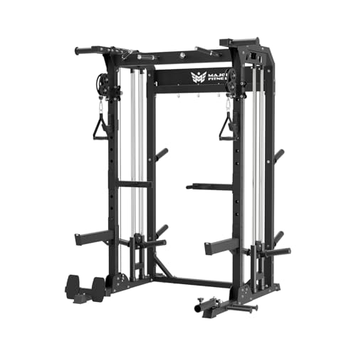 MAJOR FITNESS F22 Multi-Functional Power Rack—1600lbs Capacity All-in-One Squat Rack with Dual Pulley System for Home Gym Strength Training