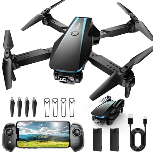 Mini Drone with Camera - Drones for Kids Adults, 1080P HD Foldable Drone with Stable Hover, Auto-Follow, Trajectory Flight, Gravity Control, 90° Adjustable Lens, One Key Take Off/Land, 3D Flip