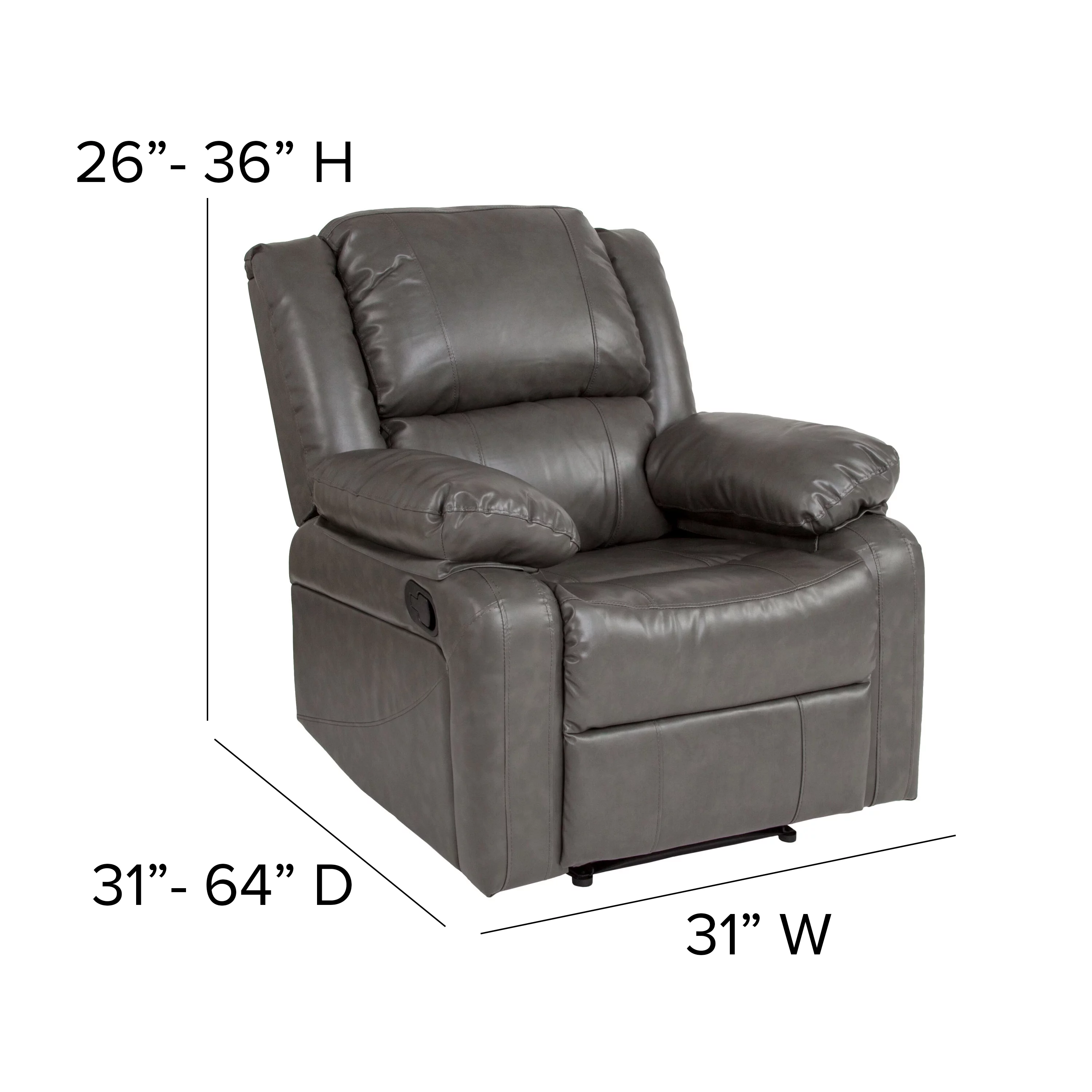 BizChair Gray LeatherSoft Recliner