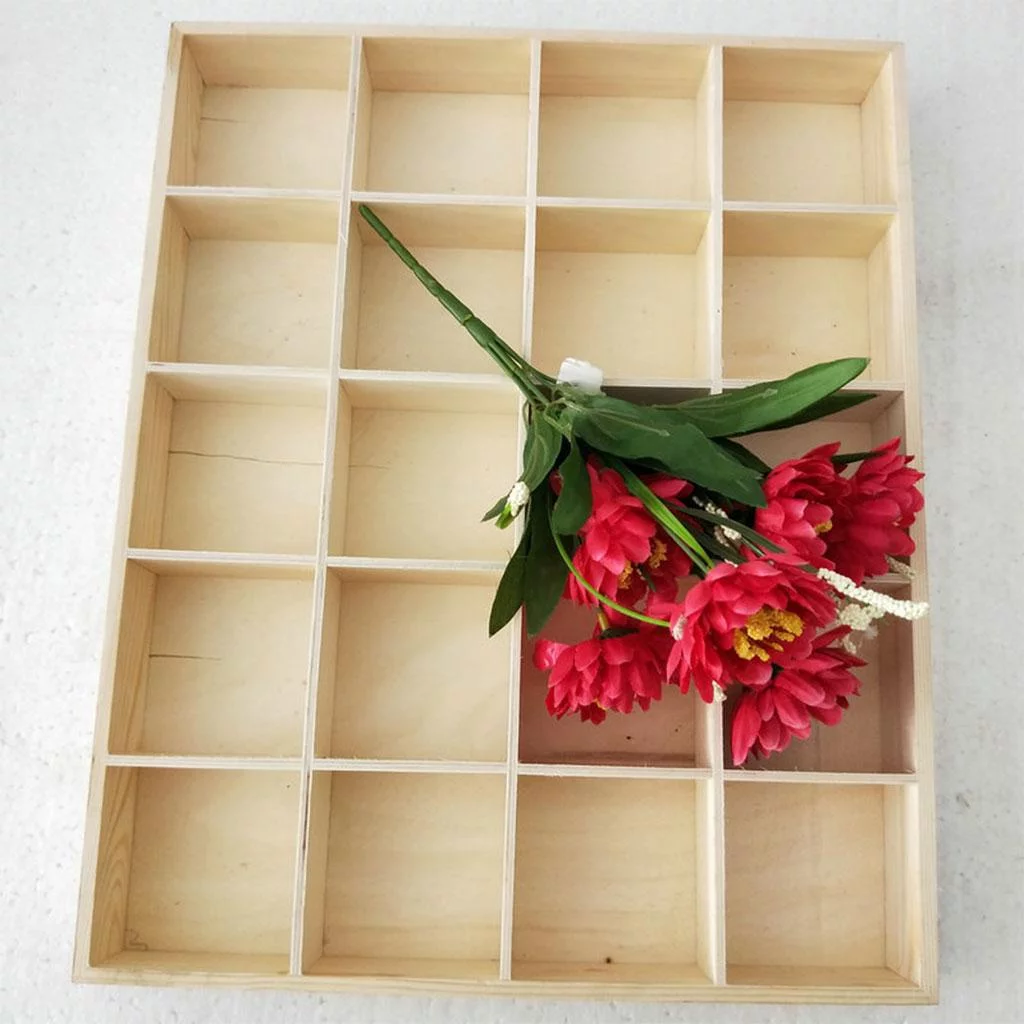 Sundries Storage Box Wooden Multi Grids Container for Desk Jewelry 20 grid