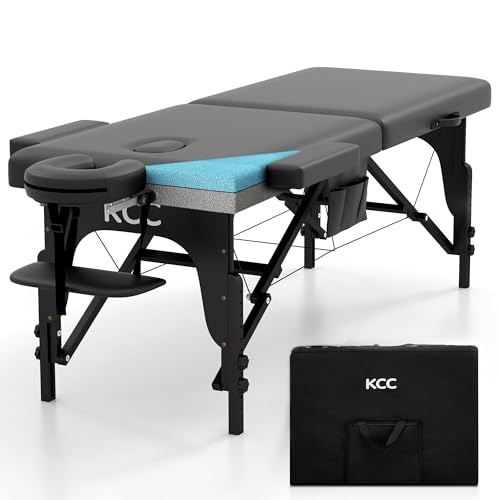 KCC Memory Foam Massage Table Premium Portable Foldable Massage Bed Height Adjustable, 84 Inches Long 28 Inchs Wide Home Salon Spa Bed Tattoo Table with Accessories &Carrying Case, Easy Set Up