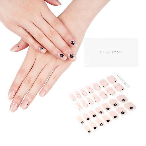 DANNI & TONI Semi Cured Gel Nail Strips Christmas Santa Claus Snowflakes Cat Eye Gel Nail Wraps 28 Stickers | Mistletoe Meow