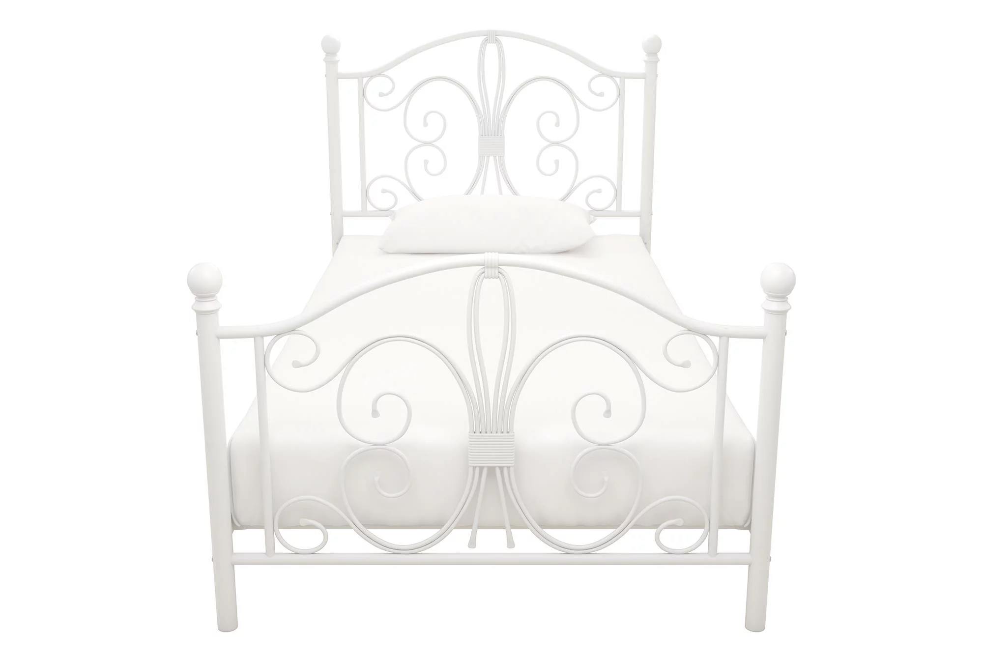 Desert Fields Bombay Metal Bed, White, Twin