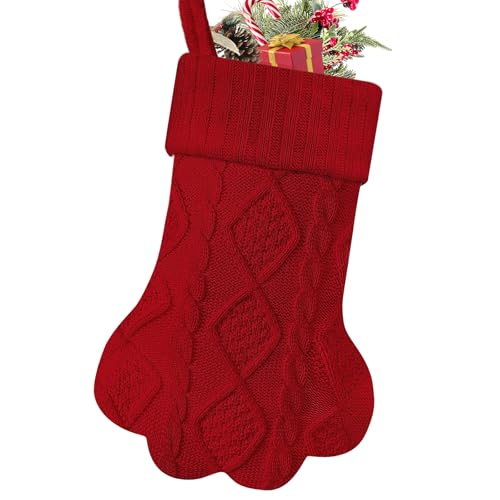 Malier Christmas Stocking for Dogs Cats, Knit White Dog Christmas Stocking, Paw Shape Pet Christmas Stocking Large Cat Stockings Hanging Stocking for Dogs Cats Pets (White)