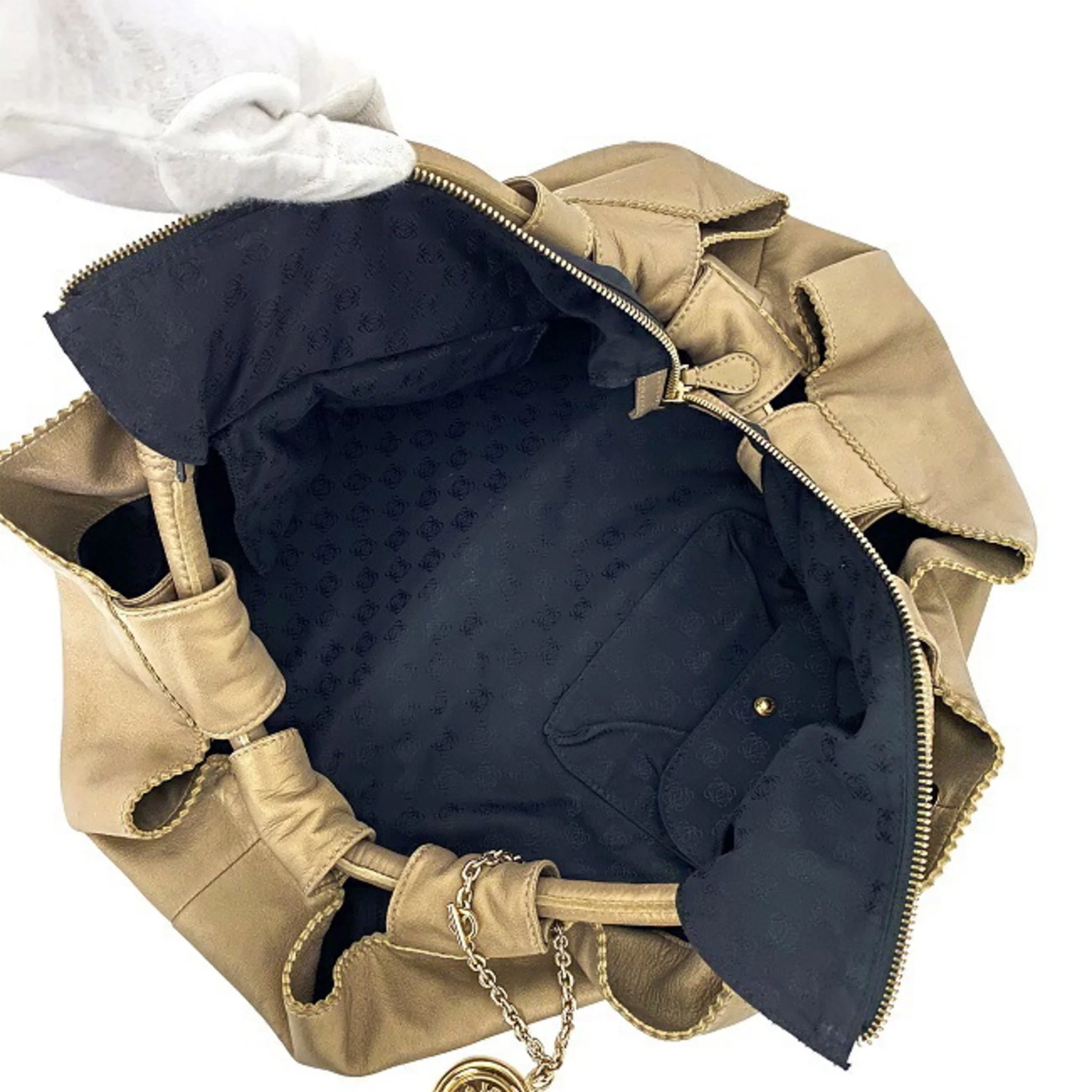 Pre-Owned Loewe Handbag Nappa Aire Gold Anagram Leather LOEWE Soft Ladies (Fair)