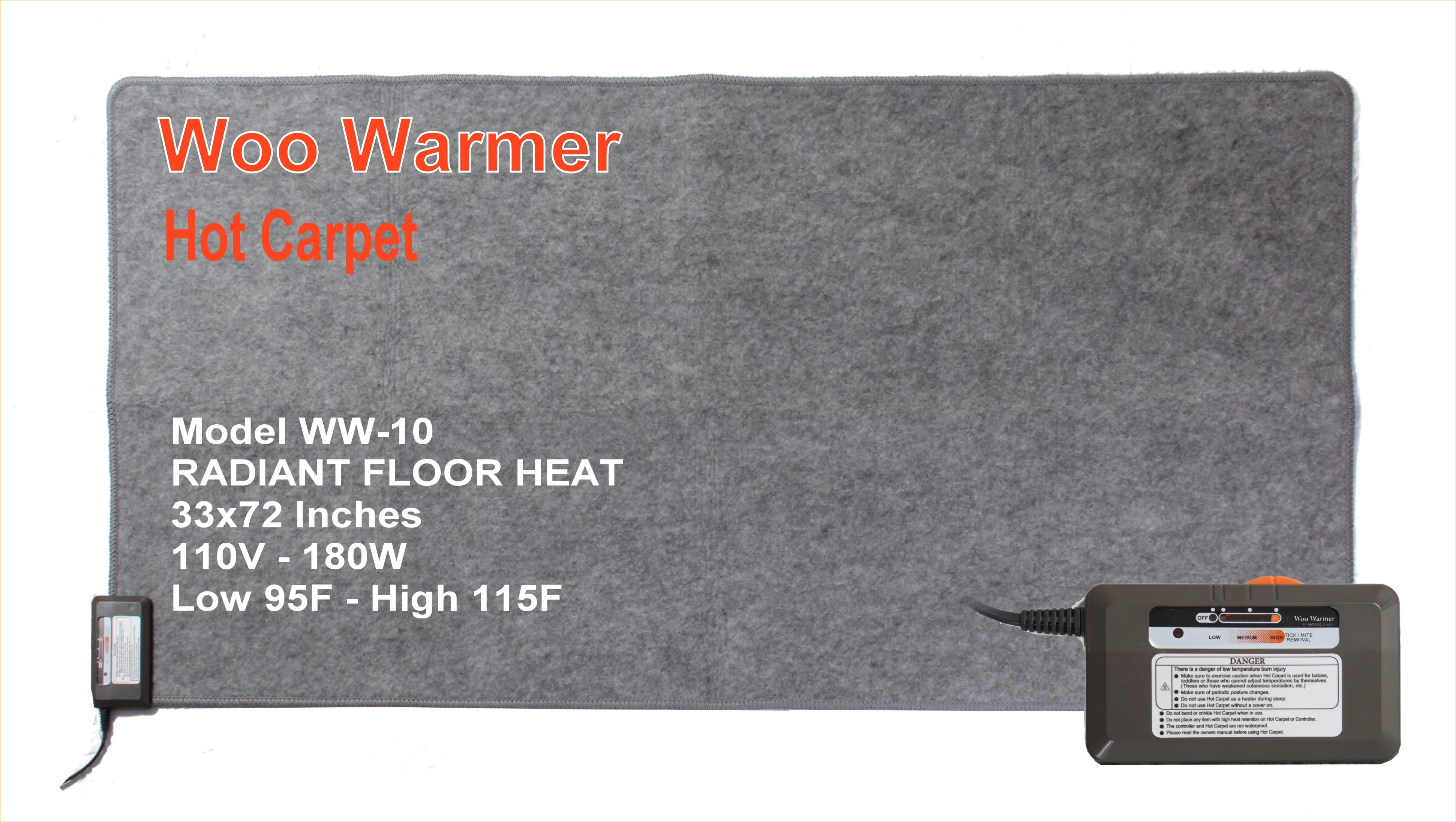 Woo Warmer Hot Carpet Under Rug  Floor Heater (180 watt 33