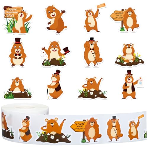 Whaline 1000Pcs Christmas Penguin Stickers Xmas Cartoon Penguin Self-Adhesive Sticker Decals for Winter Birthday Holiday Party Decor Supplies, 2 Rolls, 12 Designs