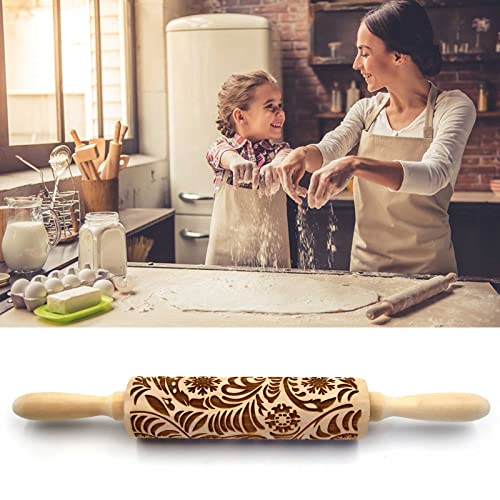 Embossed Wisteria 1 Rolling Pins - Patterned, Flower, Engraved, 3D for Wedding, Holiday, Christmas, Mother, Friends