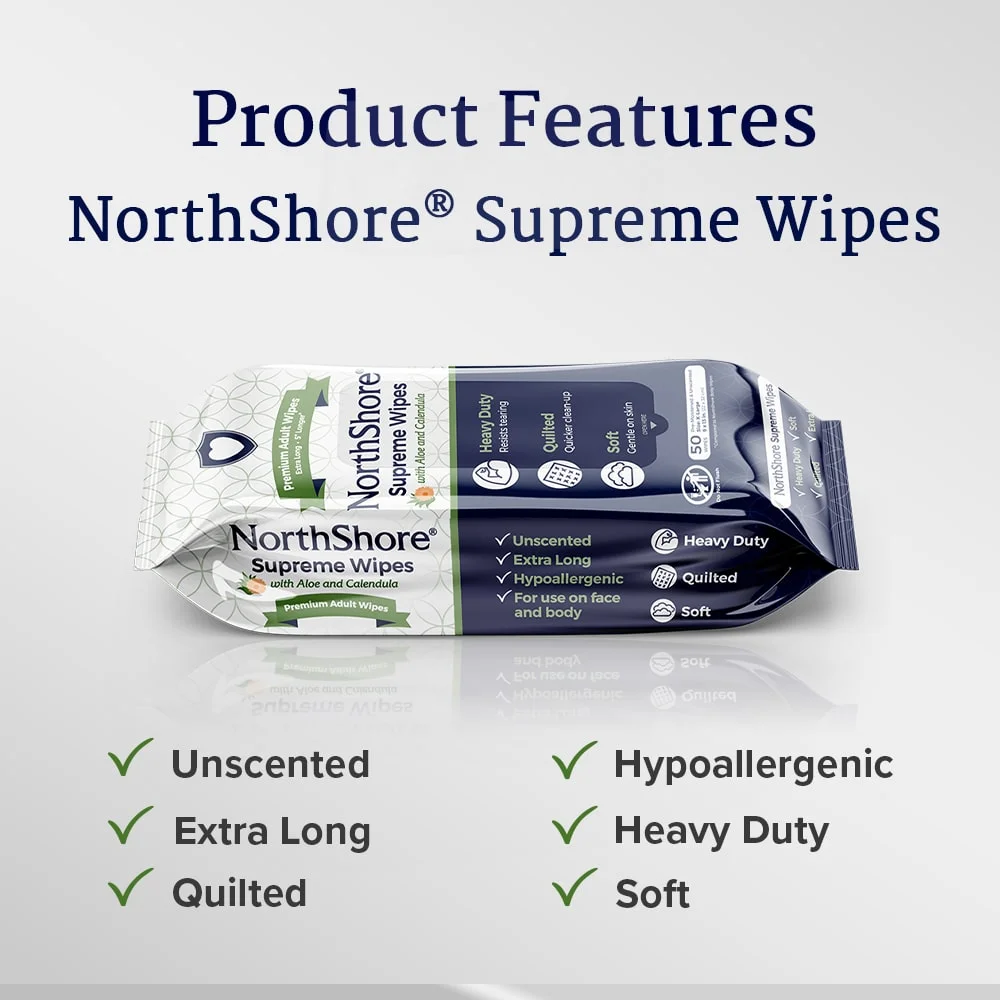 NorthShore Supreme Quilted Wipes, X-Large, Case of 6/50s (300 ct)