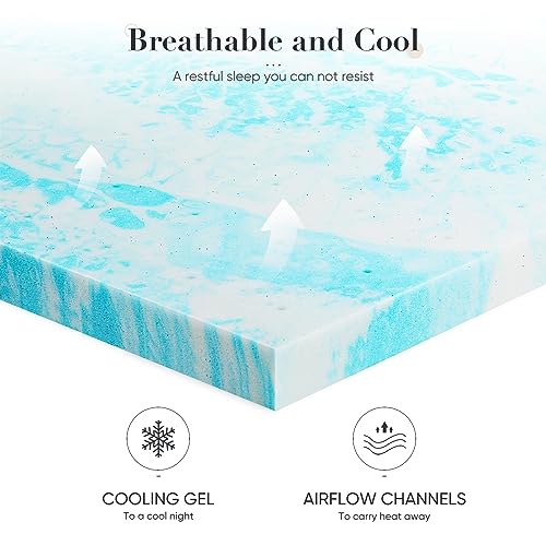 DUMOS Memory Foam Mattress Topper Full, 3 Inch Thick Gel Infused Bed Toppers for Full Size Bed, Cooling Soft Mattress Pads for Sleeper Sofa, RV, Camper, CertiPUR-US Certified, Blue