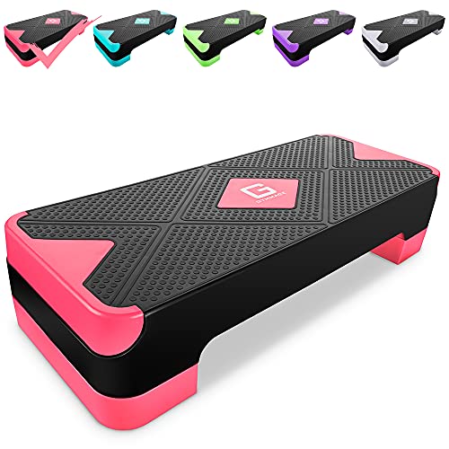 Adjustable Workout Aerobic Stepper, Aerobic Exercise Step Platform with 2 Risers, Exercise Step Deck for Fitness, 26.5