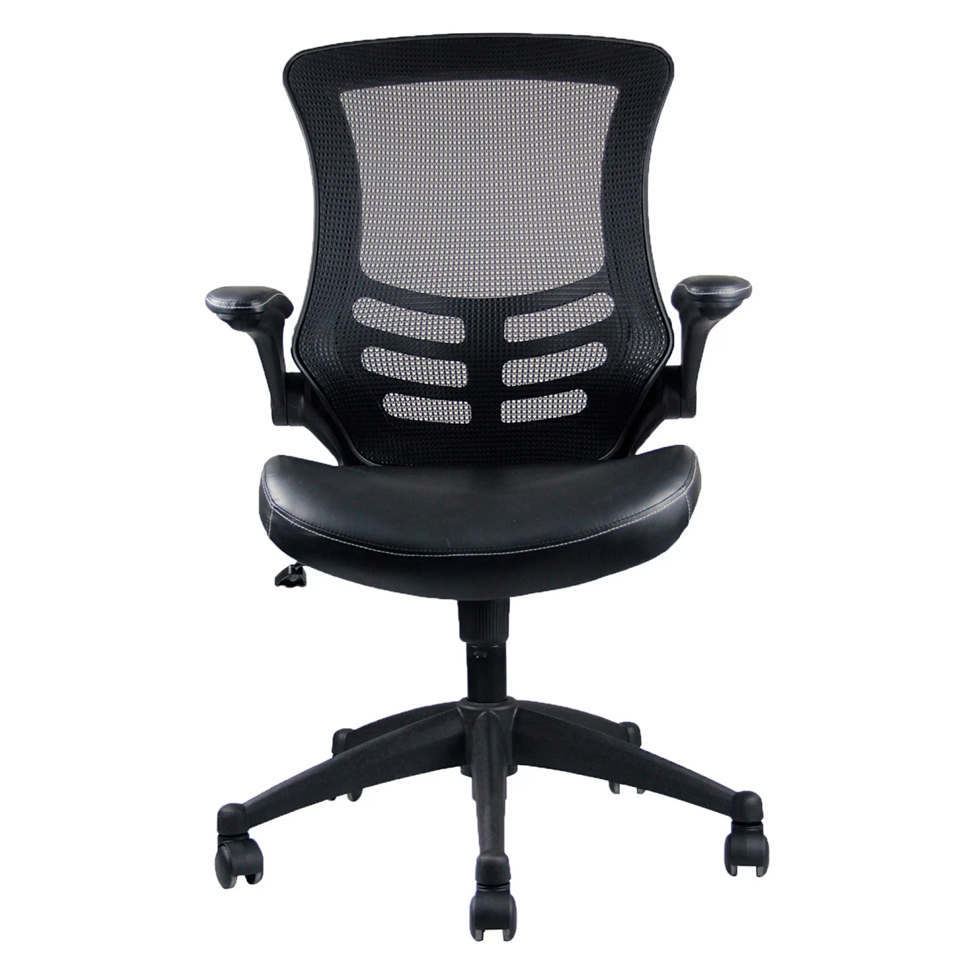 Stylish Mid-Back Mesh Office Chair With Adjustable Arms, Black