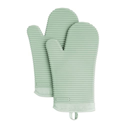 KITCHENAID Ribbed Soft Silicone Oven Mitt 2-Pack Set, 7.5