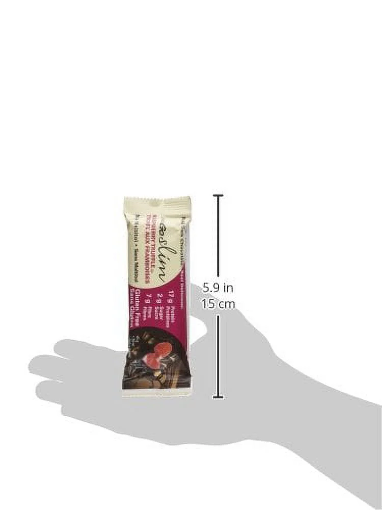 NuGo Slim Dark Chocolate Raspberry Truffle, 17g Protein, 3g Sugar, 7g Fiber, 160 Calories, Low Net Carbs, Gluten Free, 12 Count