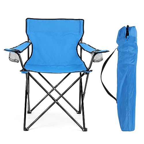 HaSteeL Camping Chair, Oversized Folding Lawn Chair for Adults, Foldable Camp Chair with Cup Holders Portable for Outdoor Fishing, Hiking, Travel, Picnic, Beach, Carrying Bag & Supports 275lbs (Black)
