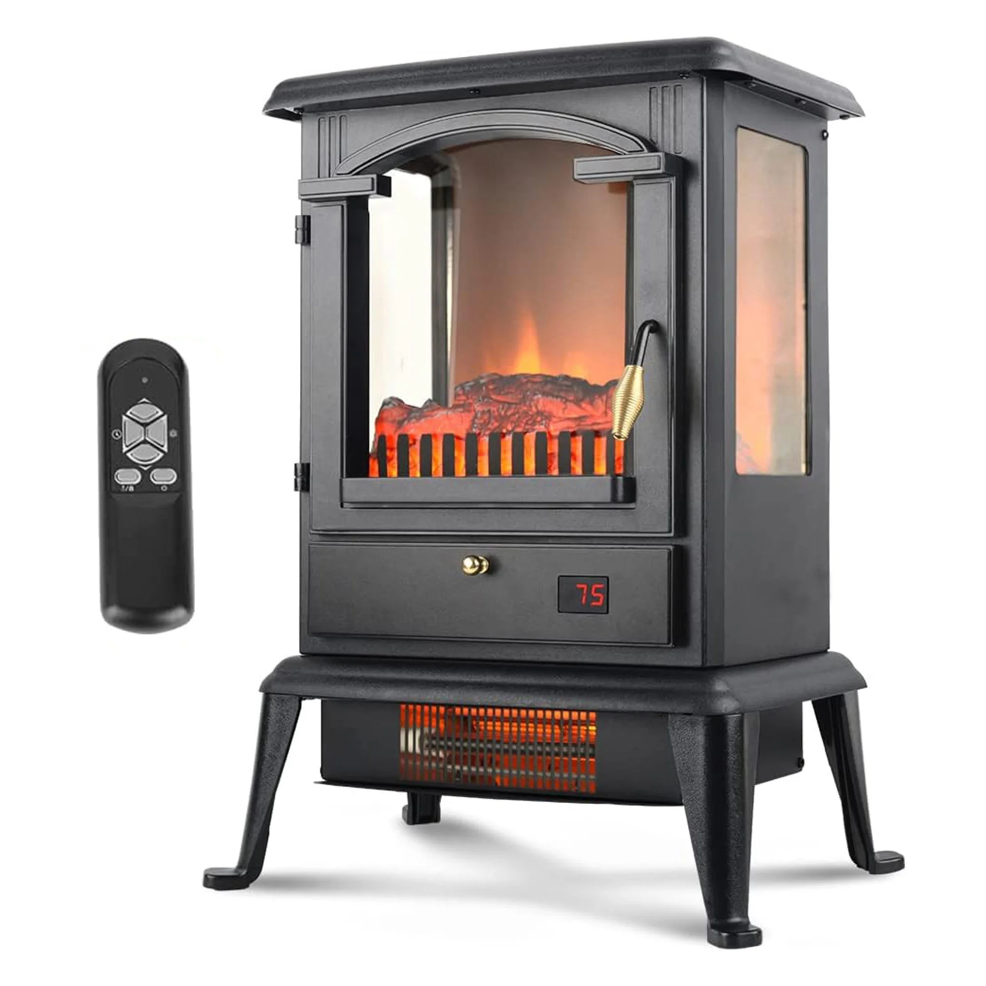 VOLTORB Freestanding Electric Fireplace Heater Stove with Remote (4 Pack)