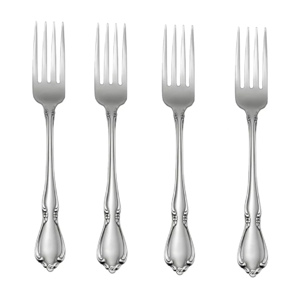 Oneida Chateau Fine Flatware Set, 18/8 Stainless, Set of 4 Dinner Forks