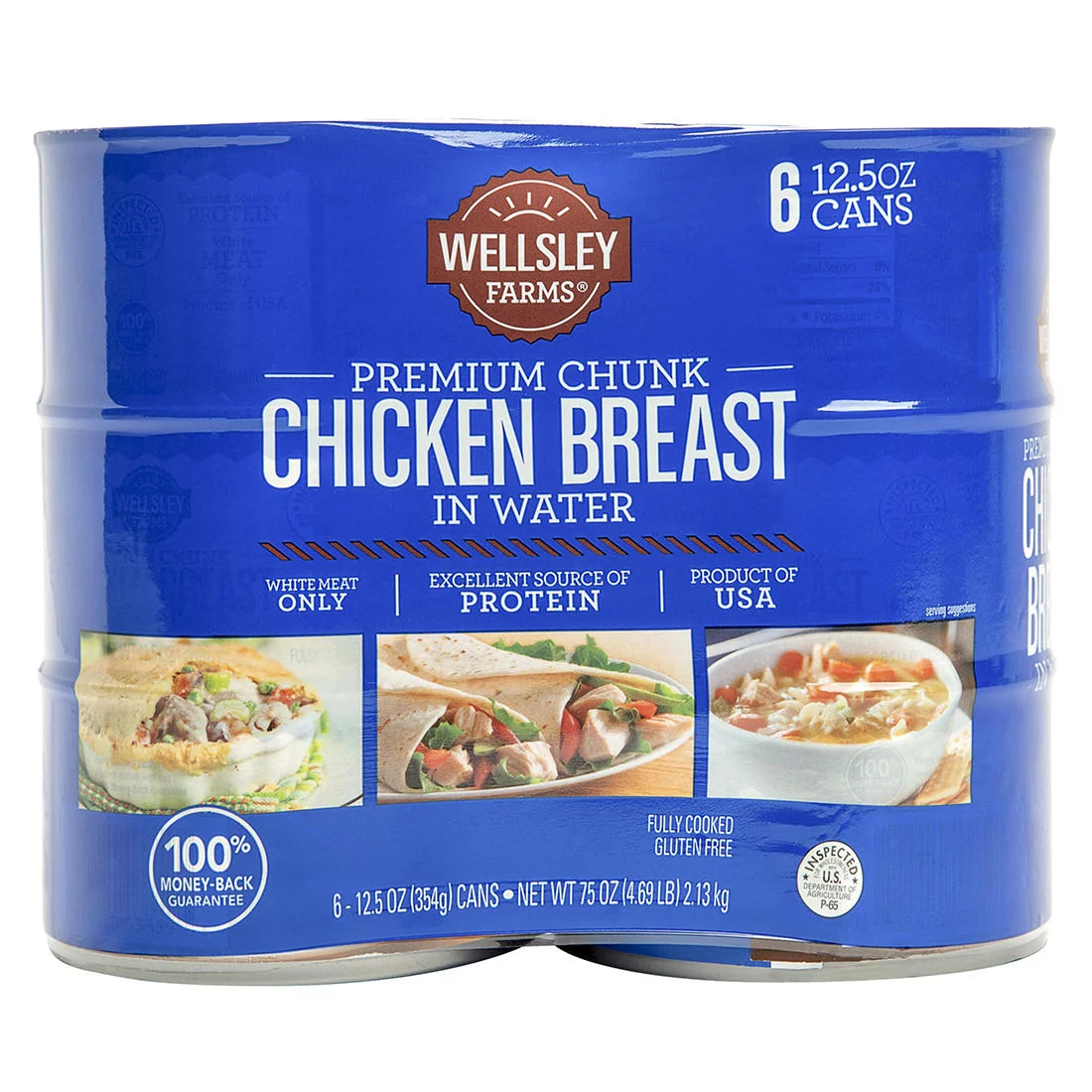 Wellsley Farms Chunk Chicken Breast in Water 6 Ct. 12.5 oz.-Canned & Jarred Meats