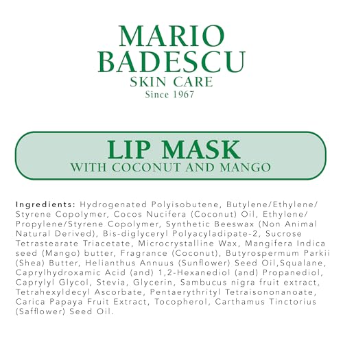 Mario Badescu Lip Mask, Overnight Lip Treatment Enriched With Skin Softening Coconut Oil and Hydrating Shea Butter