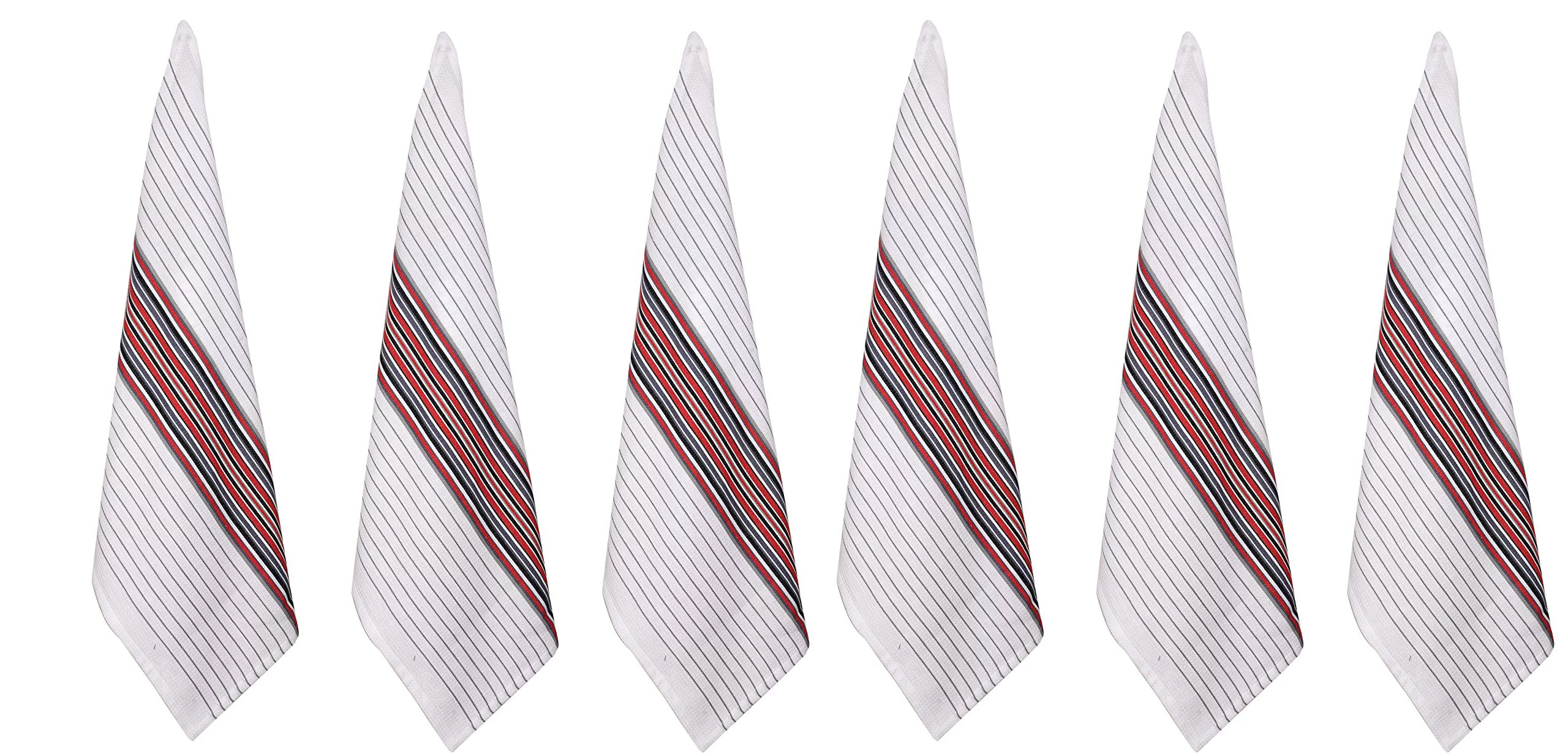 Urban Villa Kitchen Towels 100% Cotton Dish Towels Mitered Corners Ultra Soft (Size: 20X30 inch) White Waffle Stripes Highly Absorbent Bar Towels & Tea Towels - (Set of 6)