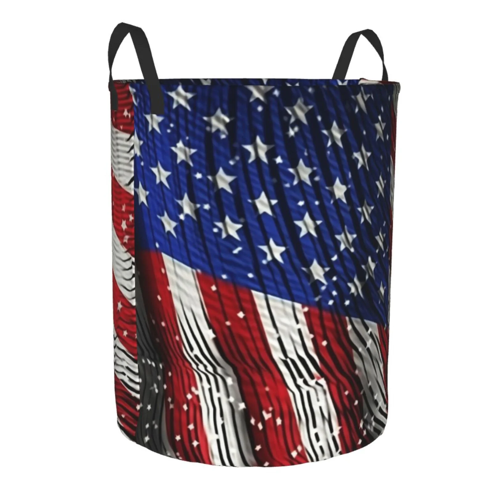 XMXT Collapsible Laundry Basket, American Striped Flag Print Waterproof Laundry Hampers Storage Baskets Dirty Clothes Hamper, 62L