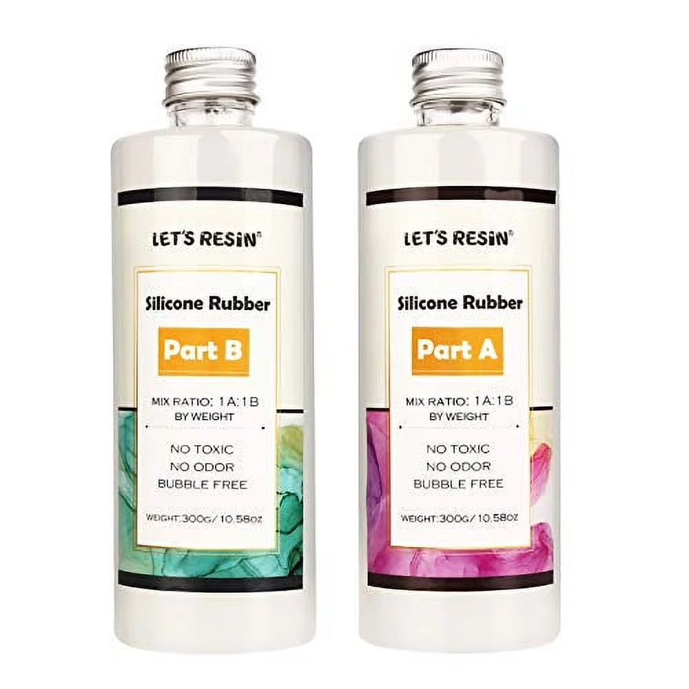 LET'S RESIN Silicone Mold Making Kit Liquid Silicone Rubber Non-Toxic Translucent Clear Mold Making Silicone-Mixing Ratio 1:1-Molding Silicone for Resin Molds,Silicone Molds DIY Manual Making(21.16oz)