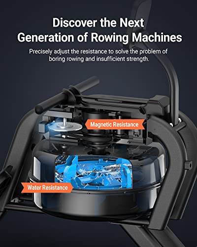 MERACH Rowing Machines for Home, Magnetic Rowing Machine with 16 Levels, Rower Machine of Quiet Resistance, Dual Slide Rail with Max 350lbs Weight Capacity, App Compatible