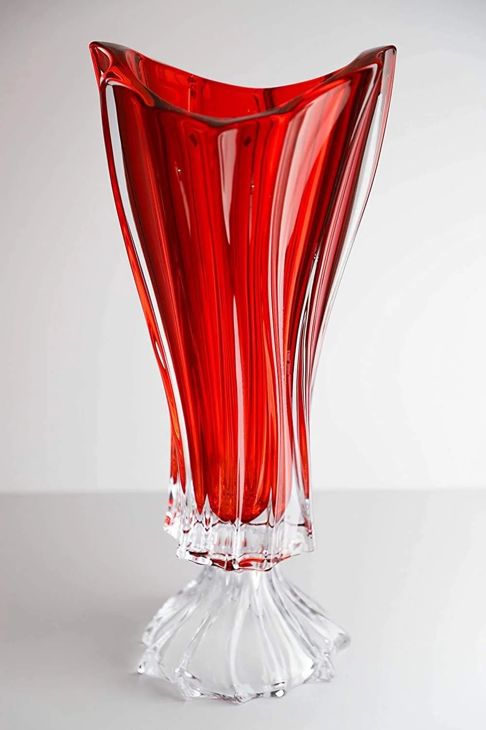Bohemian Crystal Glass Footed Vase 16