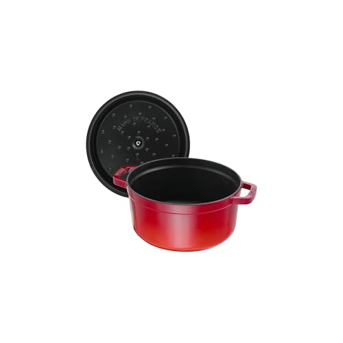 STAUB Cast Iron Dutch Oven 5.5-qt Round Cocotte, Made in France, Serves 5-6, Black Matte