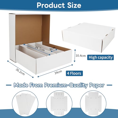 Trading Card Storage Box 3120 Count Collector Cards Box White Sports Card Storage Boxes Card Sorting Tray Cases Cards Collection Trading Cards Box for Soccer Basketball Cards(6 Set)