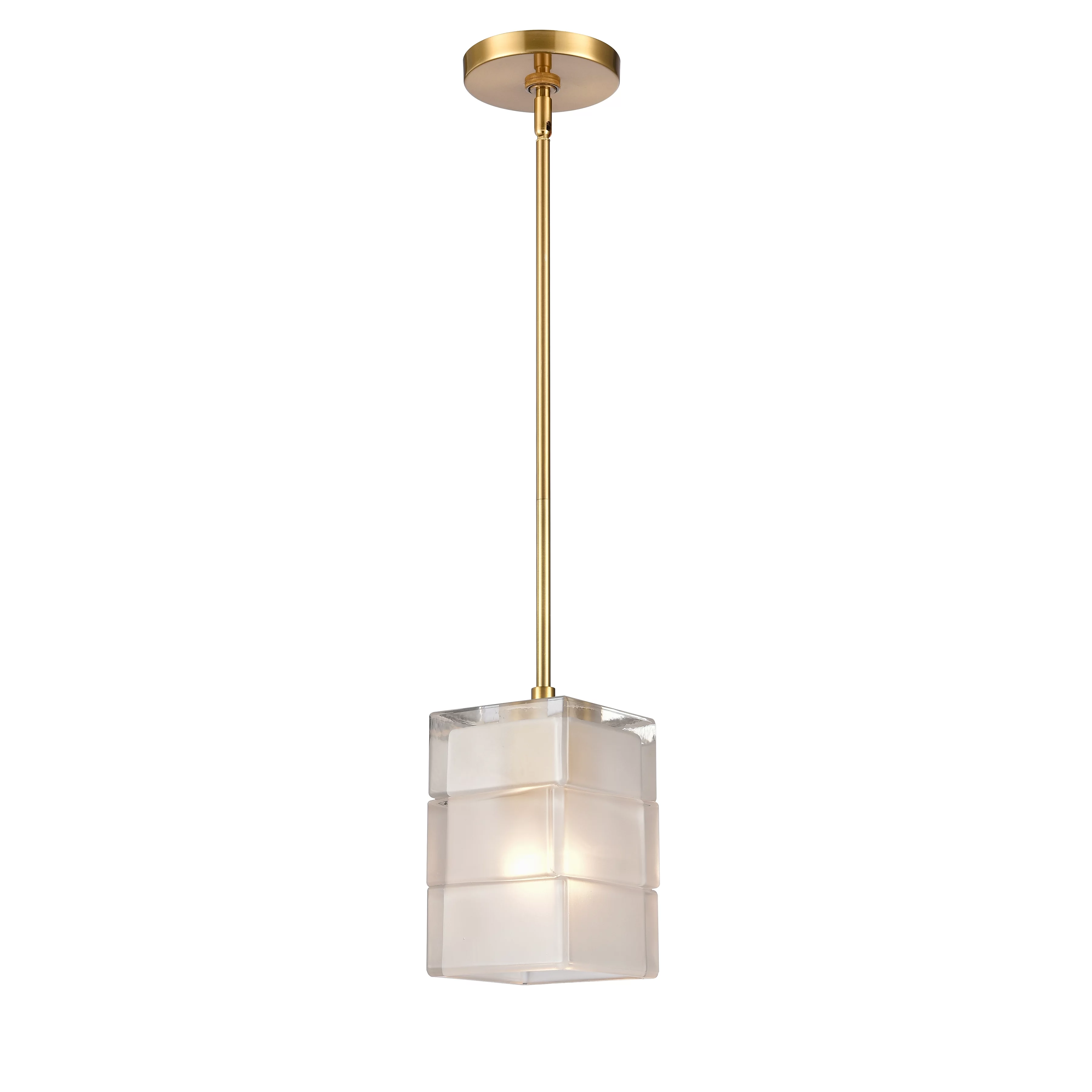 Elk Home 6-Inch Wide Ice Blocks Pendant, Contemporary, Satin Brass