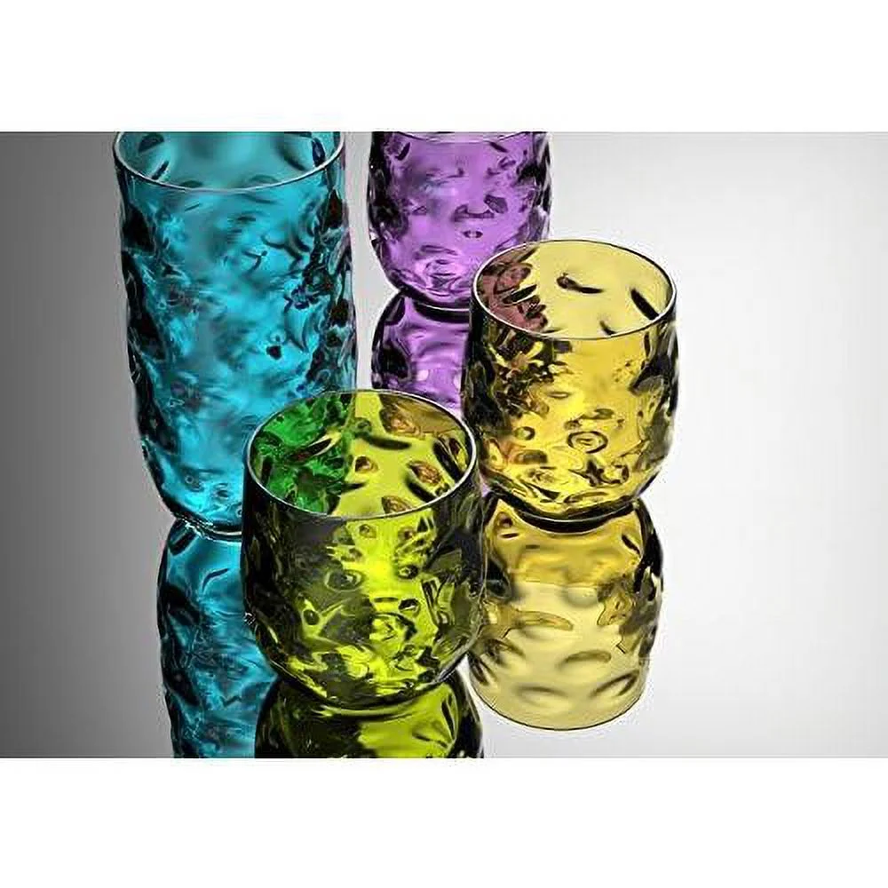 QG 14 Oz Colorful Plastic Wine Rocks Glass Set Of 8 Yellow
