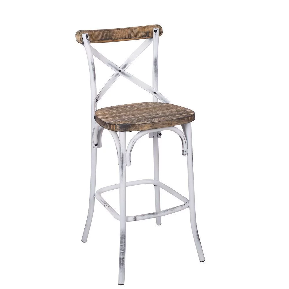 MAICOSY Parisian Bistro Style Bar Chair (1Pc) - Antique White & Antique Oak